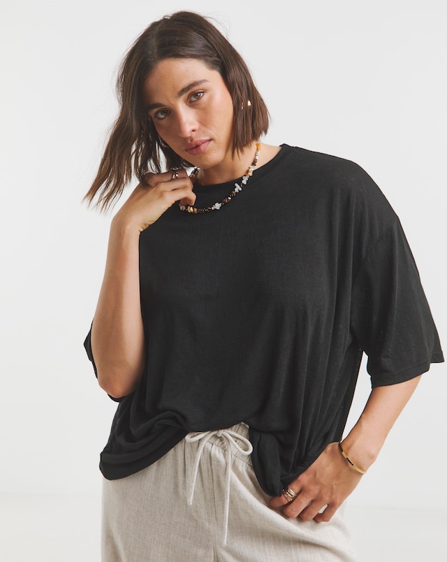 Simply Be Black Pure Cotton Slouchy T-Shirt