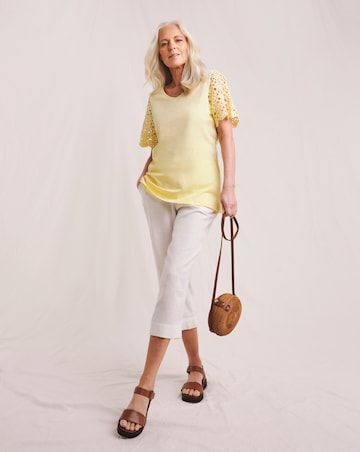 Julipa Pure Cotton Crochet Sleeve T-Shirt