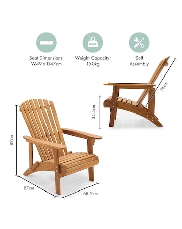 VonHaus Hudson Wooden Adirondack Garden Lounge Chair