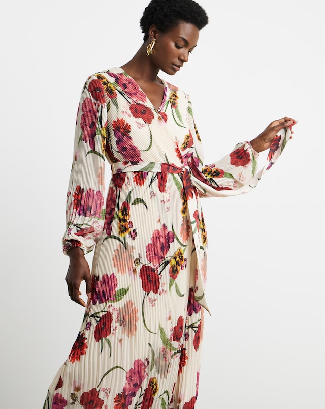 Joanna Hope Pleated Wrap Dress