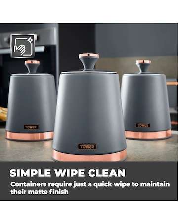 Tower Cavaletto Set of 3 Canisters Grey