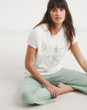 Enjoy Today Embroidered Cotton Top Pyjama Set