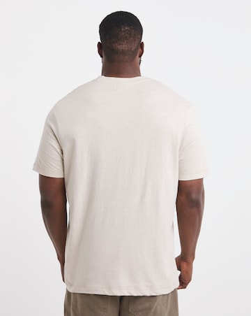 Linen Blend Relaxed Fit T-Shirt- Stone