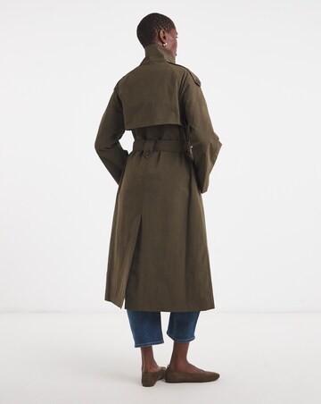 Khaki Funnel Neck Trench Coat