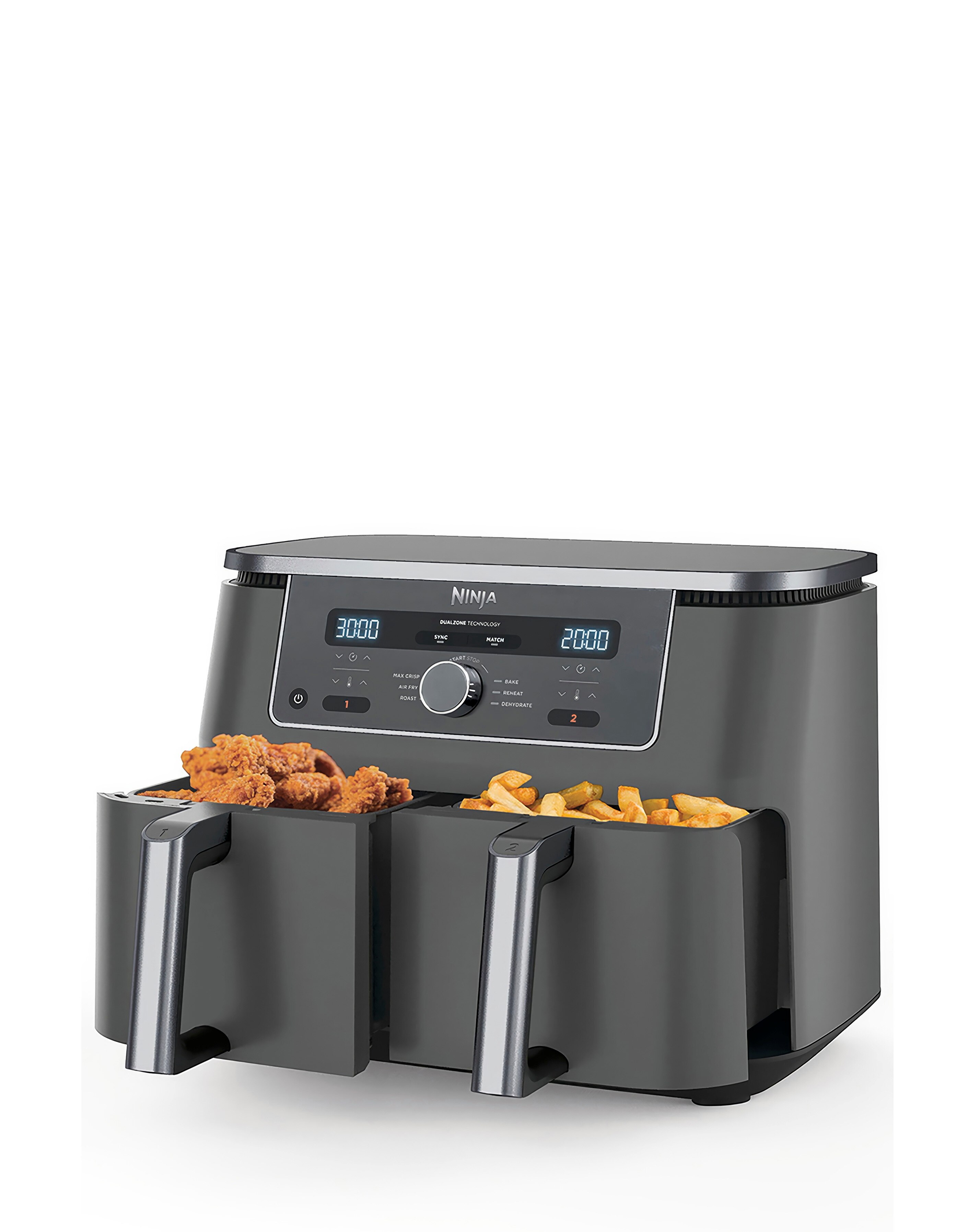 Ninja MAX 6-in-1 Dual Zone Air Fryer 9.5L DZ400UK Gun Metal Grey
