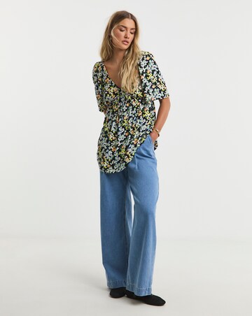 Simply Be Simply Be Floral Print Crinkle Short Sleeve Blouse