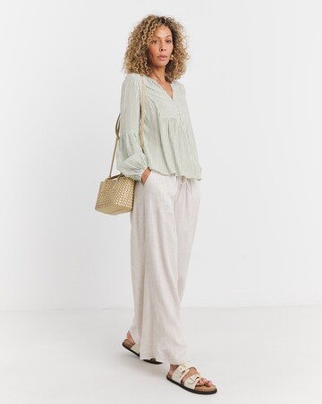 Khaki Stripe Crinkle Blouse