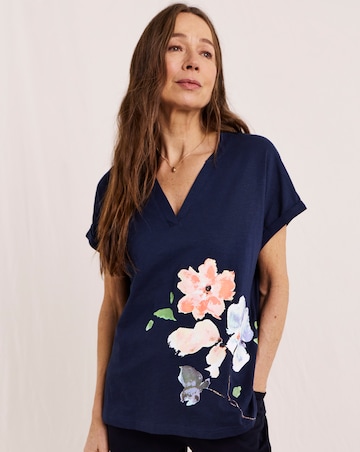 Julipa Notch Neck Cotton T-shirt