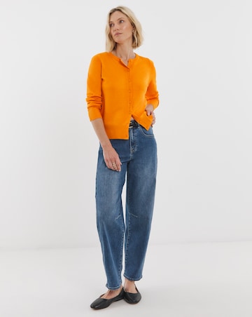 Orange Crew Neck Cardigan