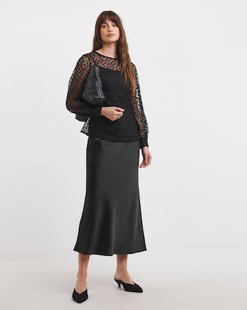 Black Volume Sleeve Lace Top