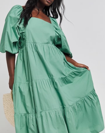 Nobody's Child Green Ruby Smock Midi Dress