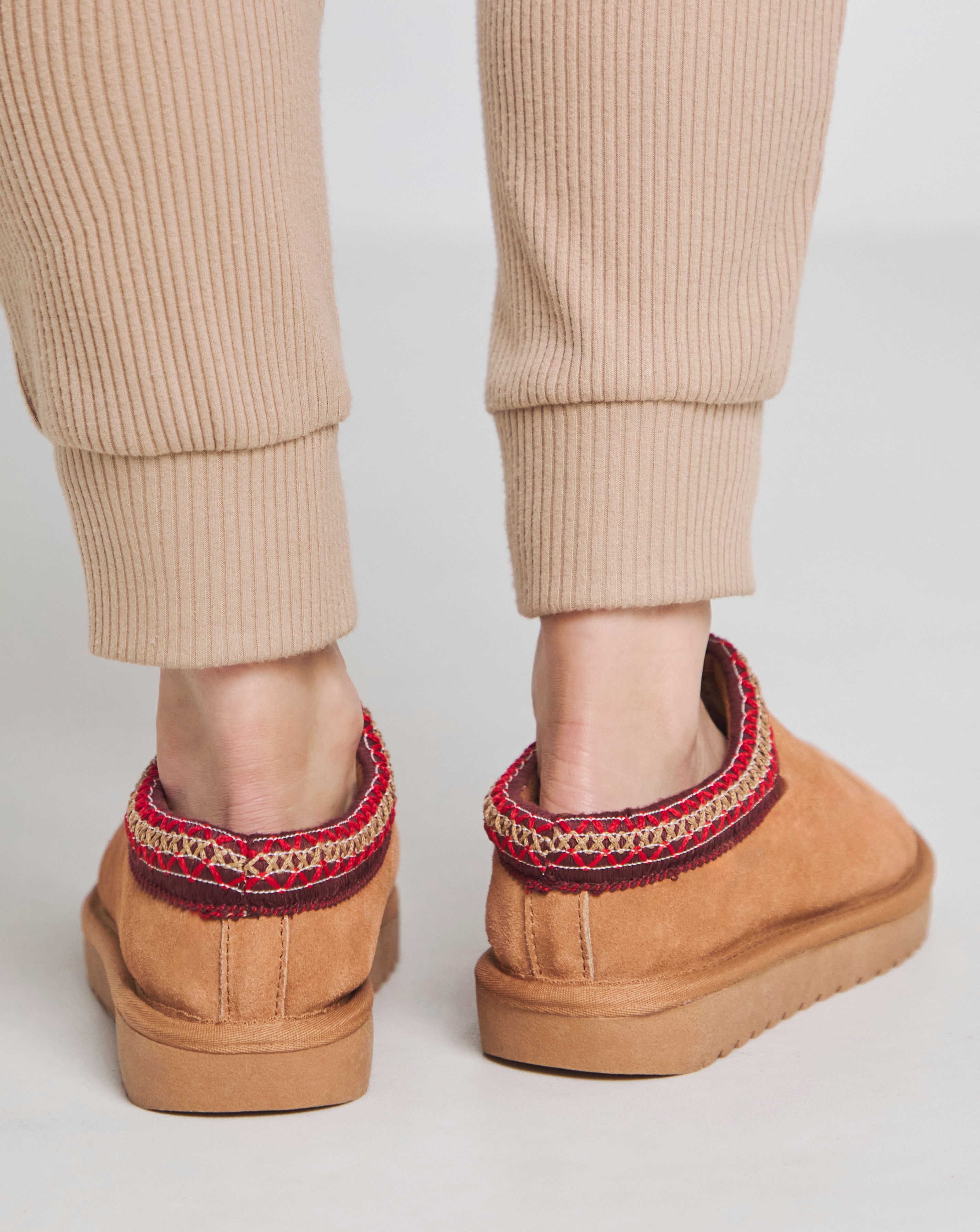 Reese Suede Embroidery Mule Snug Slipper - Extra Wide Fit (EEE