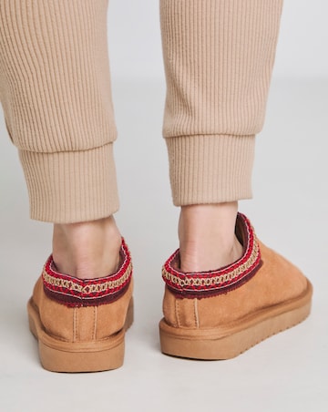 Reese Suede Embroidery Mule Slipper Extra Wide EEE Fit