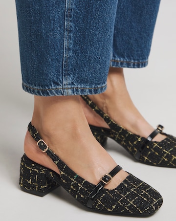 Heavenly Soles Analise Block Heel Slingback Mary Jane - Extra Wide Fit (EEE)