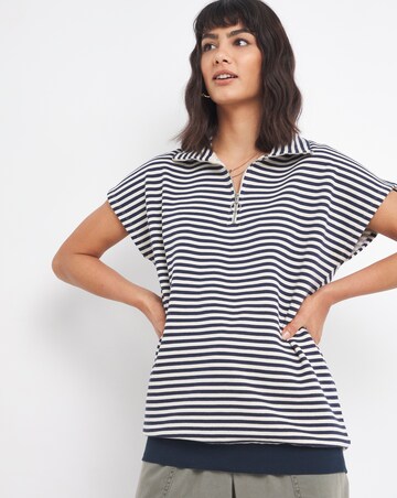 Navy and Ivory Sleeveless Stripe Sweatshirt