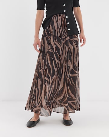 Printed Chiffon Godet Maxi Skirt