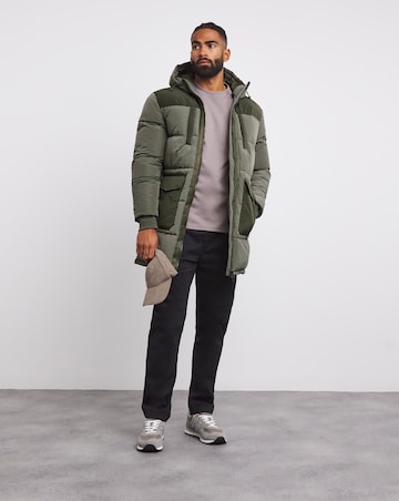 Khaki Mid Length Ripstop Padded Coat