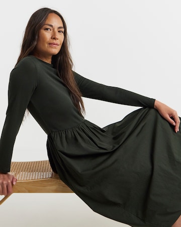 Bubble Hem Popplin Rib Dress