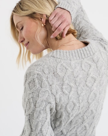 Grey Cable Knitted Bomber