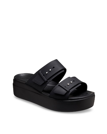 Crocs Black Brooklyn Low Wedge Slider Sandals