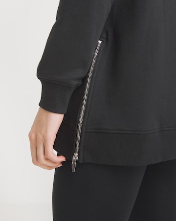 Black Side Zip Longline Sweatshirt