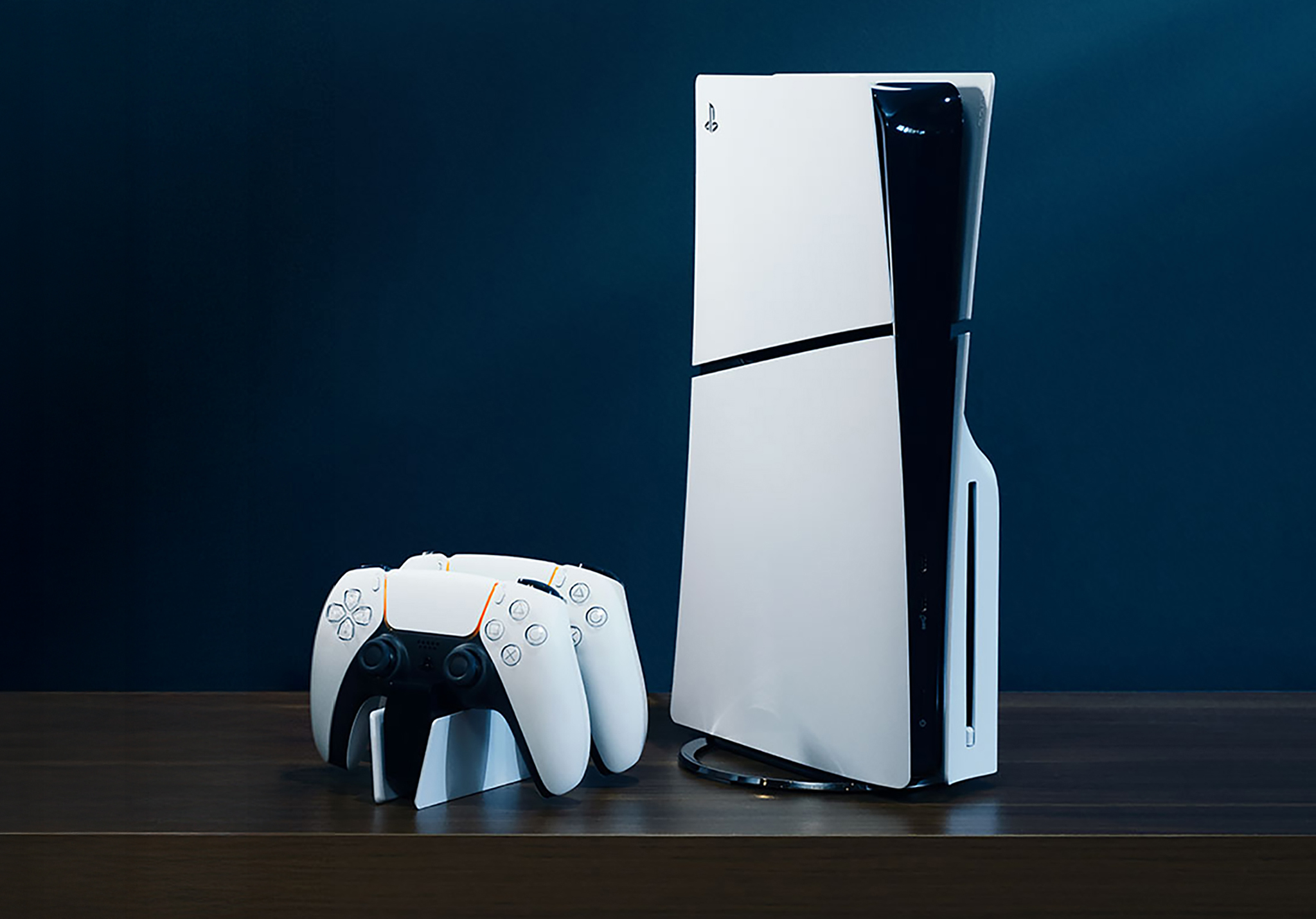 PlayStation®5 console and two controllers