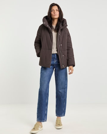 Chocolate Funnel Neck Padded Coat