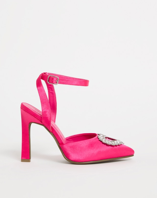 Amelia Heart Trim Heeled Court Shoes - Wide Fit (E)