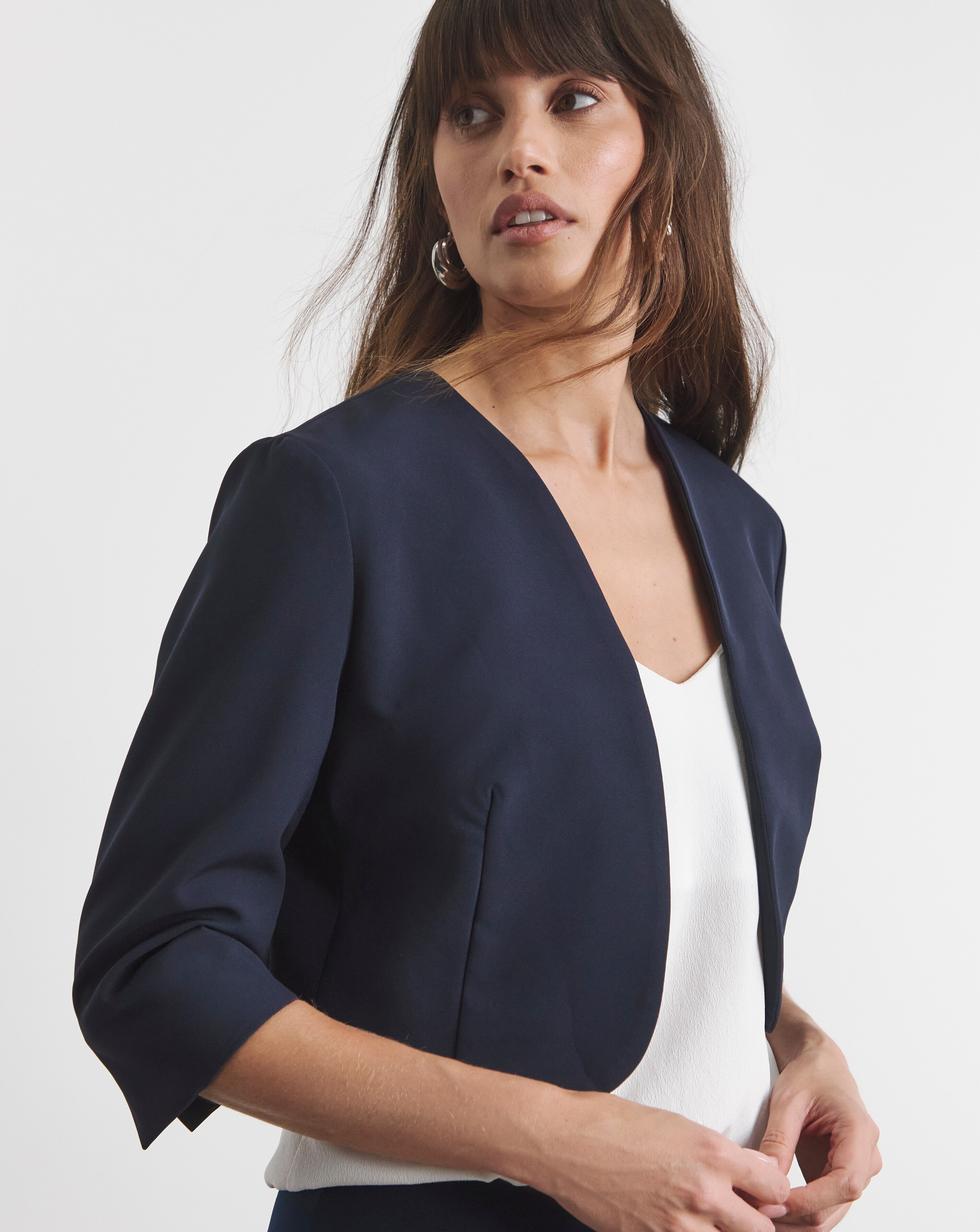 Joanna Hope Navy Cropped Jacket | JD Williams Joanna Hope Navy Cropped Jacket | JD Williams
