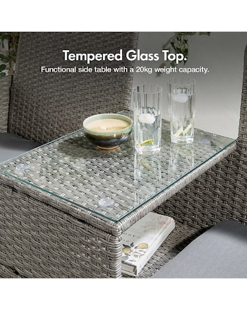 VonHaus Bali Grey Rattan Garden Loveseat Bench