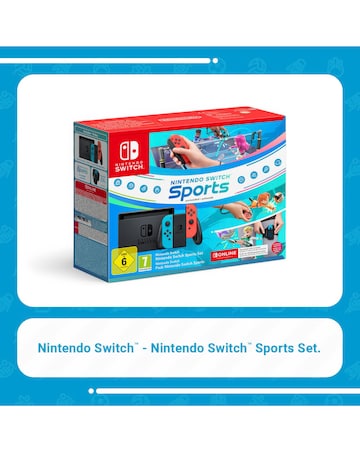 Nintendo Switch Neon with Switch Sports & 12 Months Switch Online Bundle