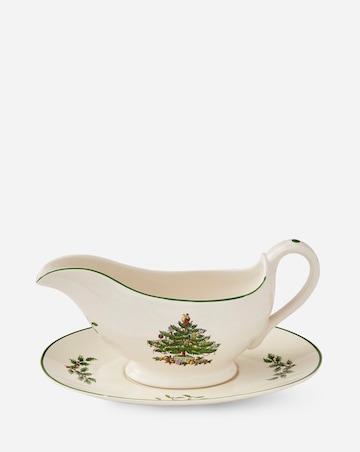 Spode Christmas Tree Gravy Boat and Stand