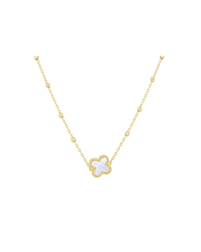 9ct Yellow Gold Mother of Pearl Clover Necklace