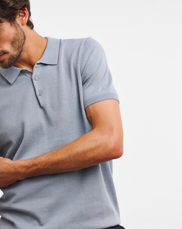 Blue Cotton Short Sleeve Knit Polo