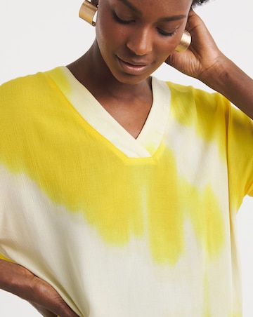 Woven Front V Neck Longline Top