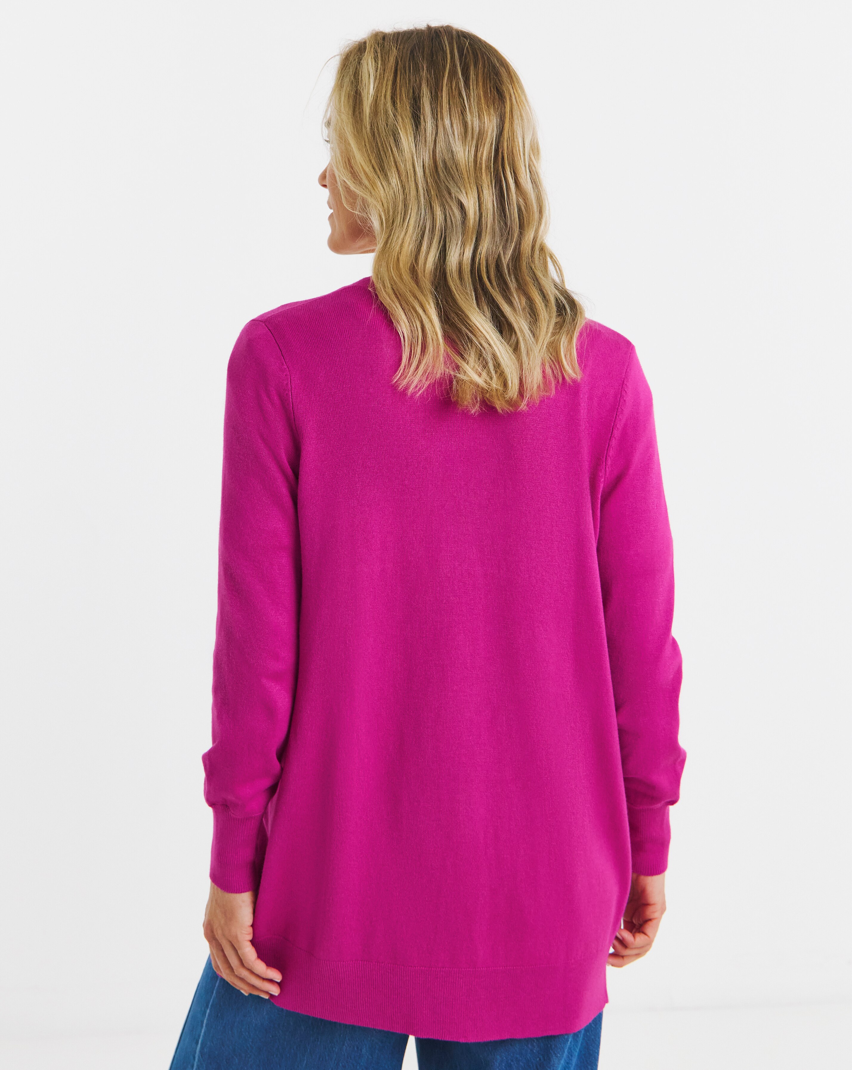 Eversoft Pink Longline Edge To Edge Cardigan | JD Williams