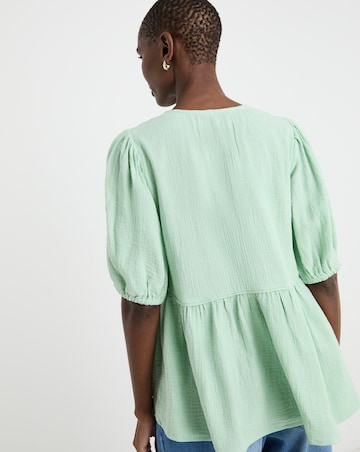 Pure Cotton Textured Tie Front Top