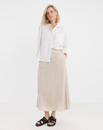 Stripe Linen Mix Midaxi Skirt