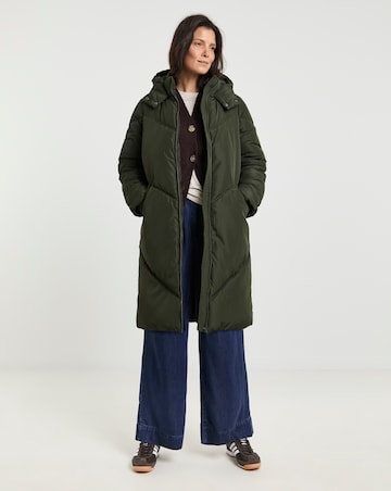 Dark Green Mid Length Padded Coat