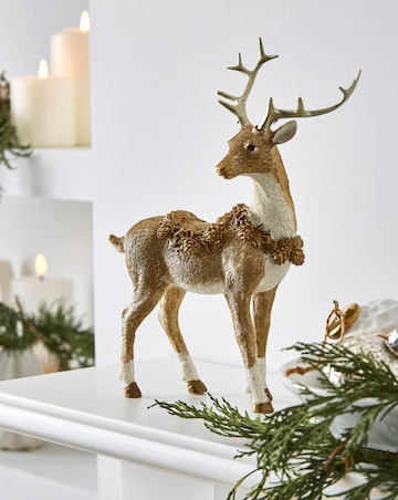 Gisela Graham Gold Resin Stag with Garland
