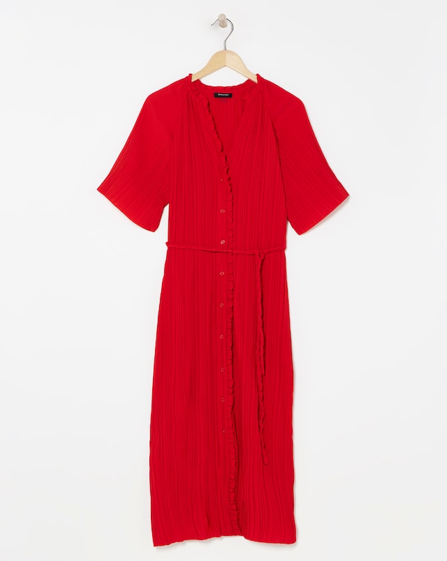 Pleated Occasion Button Through Dress
