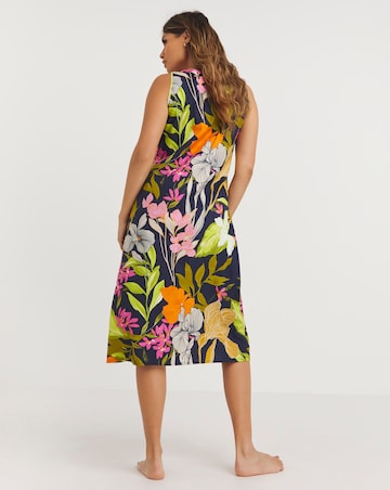 Cyberjammies Woven Floral Print Long Chemise Navy Mix