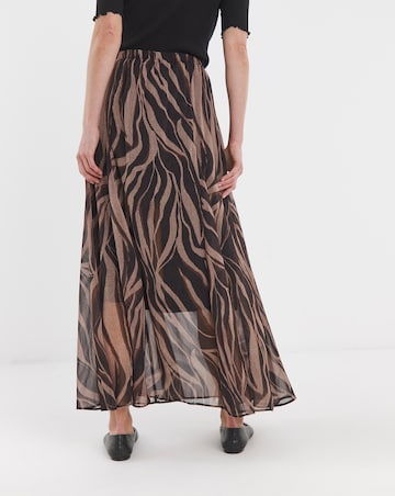 Printed Chiffon Godet Maxi Skirt