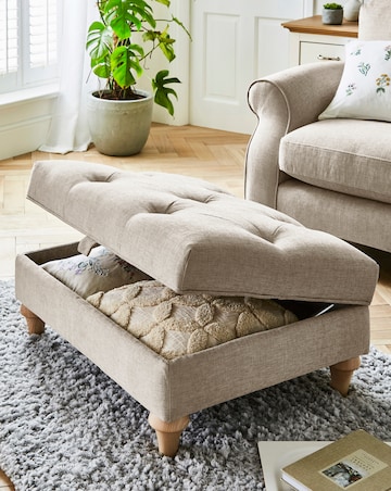 Julipa Colston Chenille Buttoned Storage Footstool