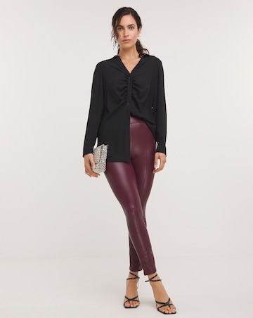 Wine Faux Leather Leggings with Cosy Touch Lining
