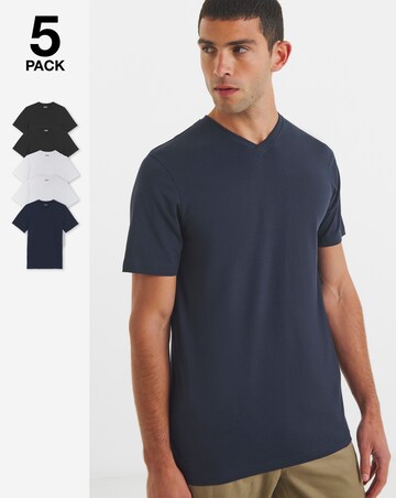 5 Pack Multi V Neck T-Shirts Long
