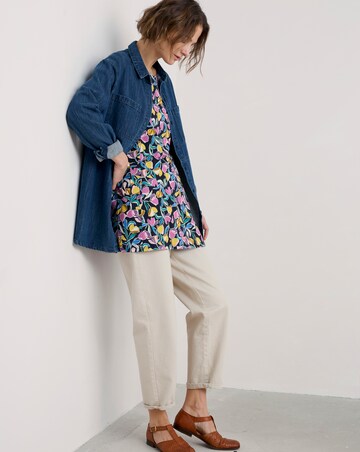 Seasalt Cornwall Screenprint Tunic Collaged Tulips Maritime