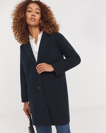 Navy Button Front Lined Value Coat