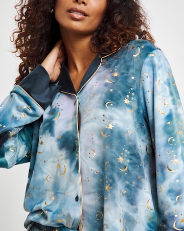 Chelsea Peers Velour Moon and Stars Pyjama Set With Exaggerated Cuffs