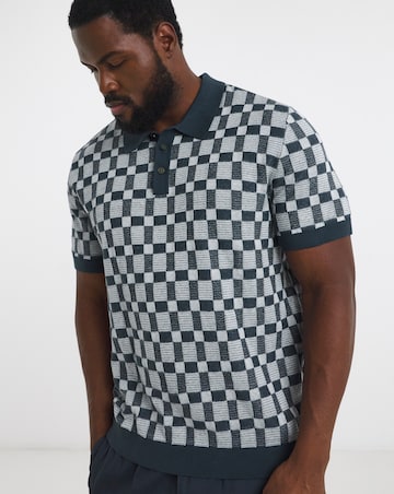 Jack & Jones Premium Alvin Pattern Knitted Polo - Navy